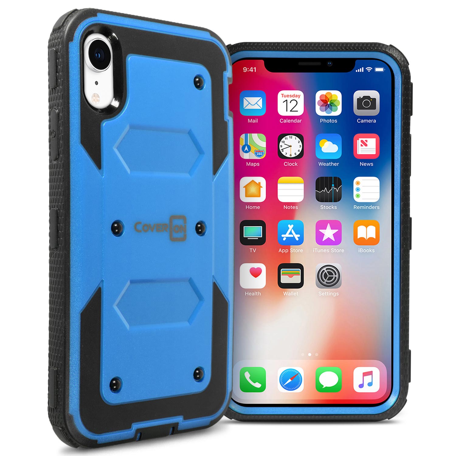 Blue Heavy Duty Protective Hard Cover Tough Phone Case For Apple iPhone