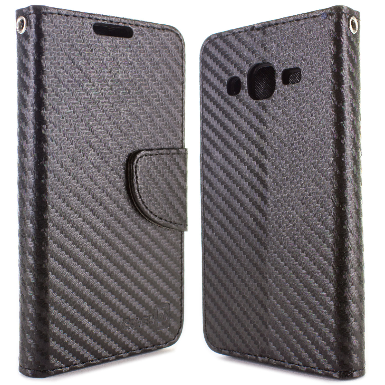 For Samsung Galaxy J2 15 Sm J0 Wallet Case Black Carbon Fiber Design Ebay