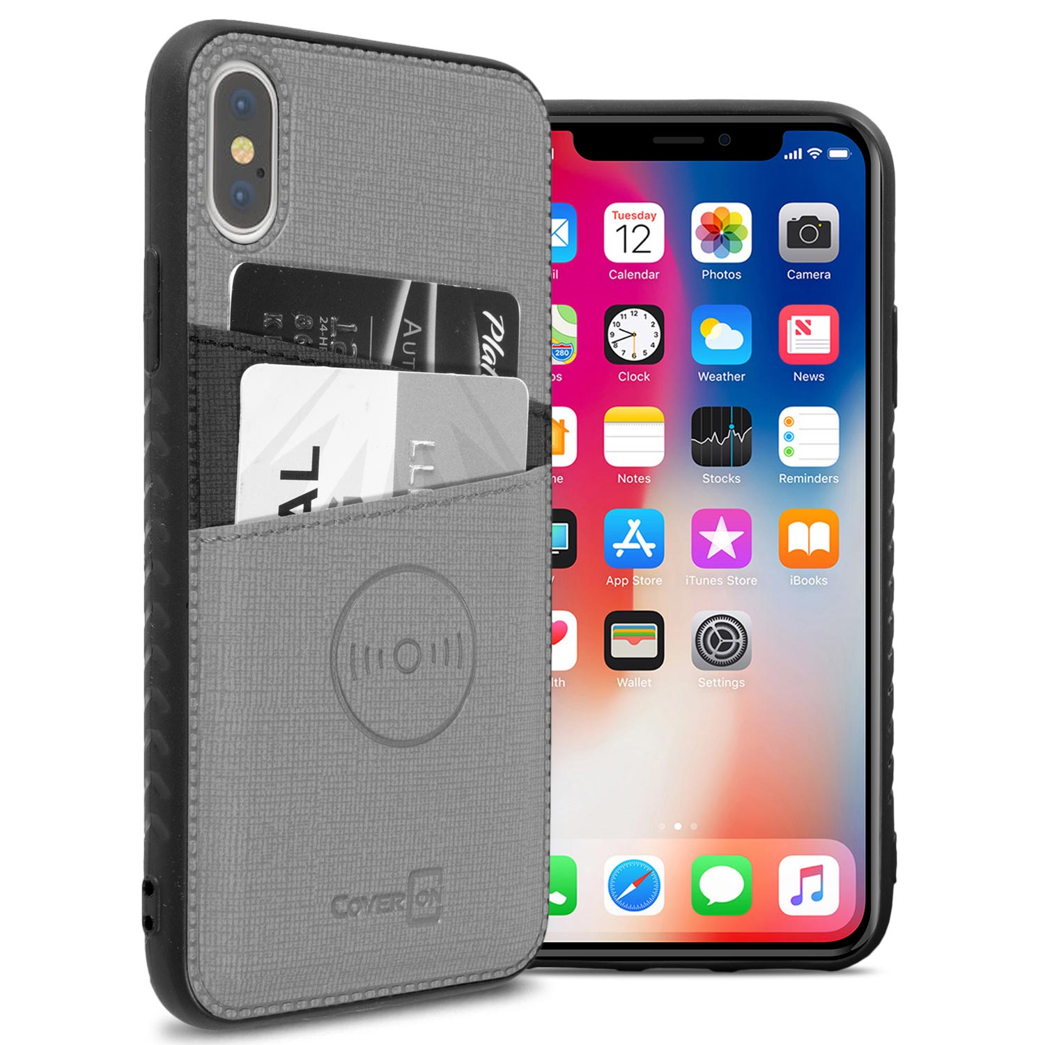 Gray Fabric Credit Card Holder Phone Cover Case For Apple Iphone Xs Max Ebay