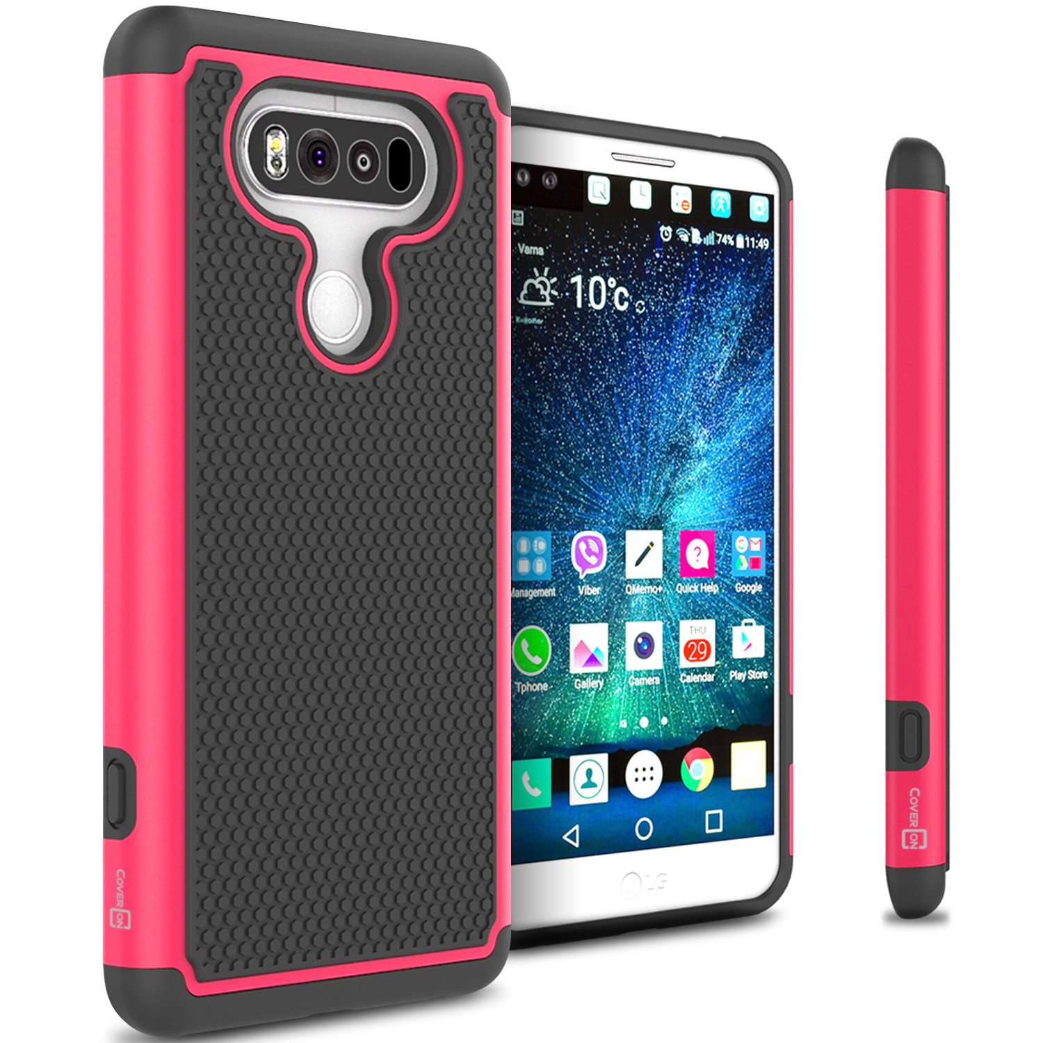 LG V20 case in hot pink and black